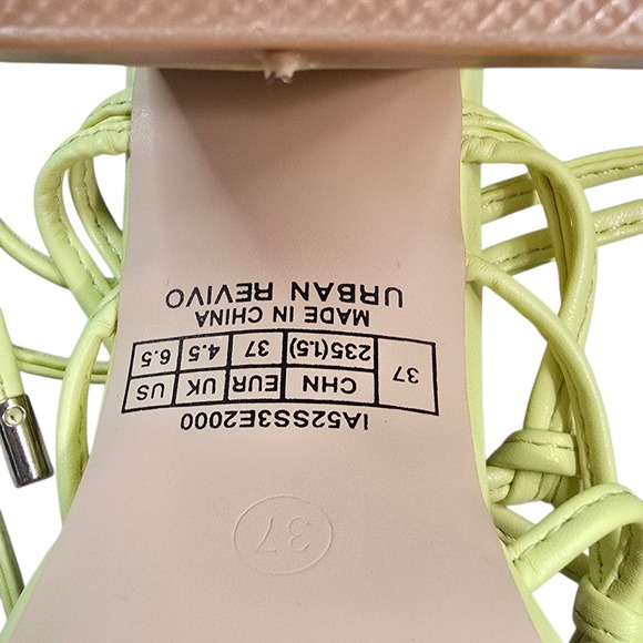 Urban Revivo‎ Womens Yellow Strappy Platform Block Heel Maximalist Size 6.5 90s - Picture 5 of 11